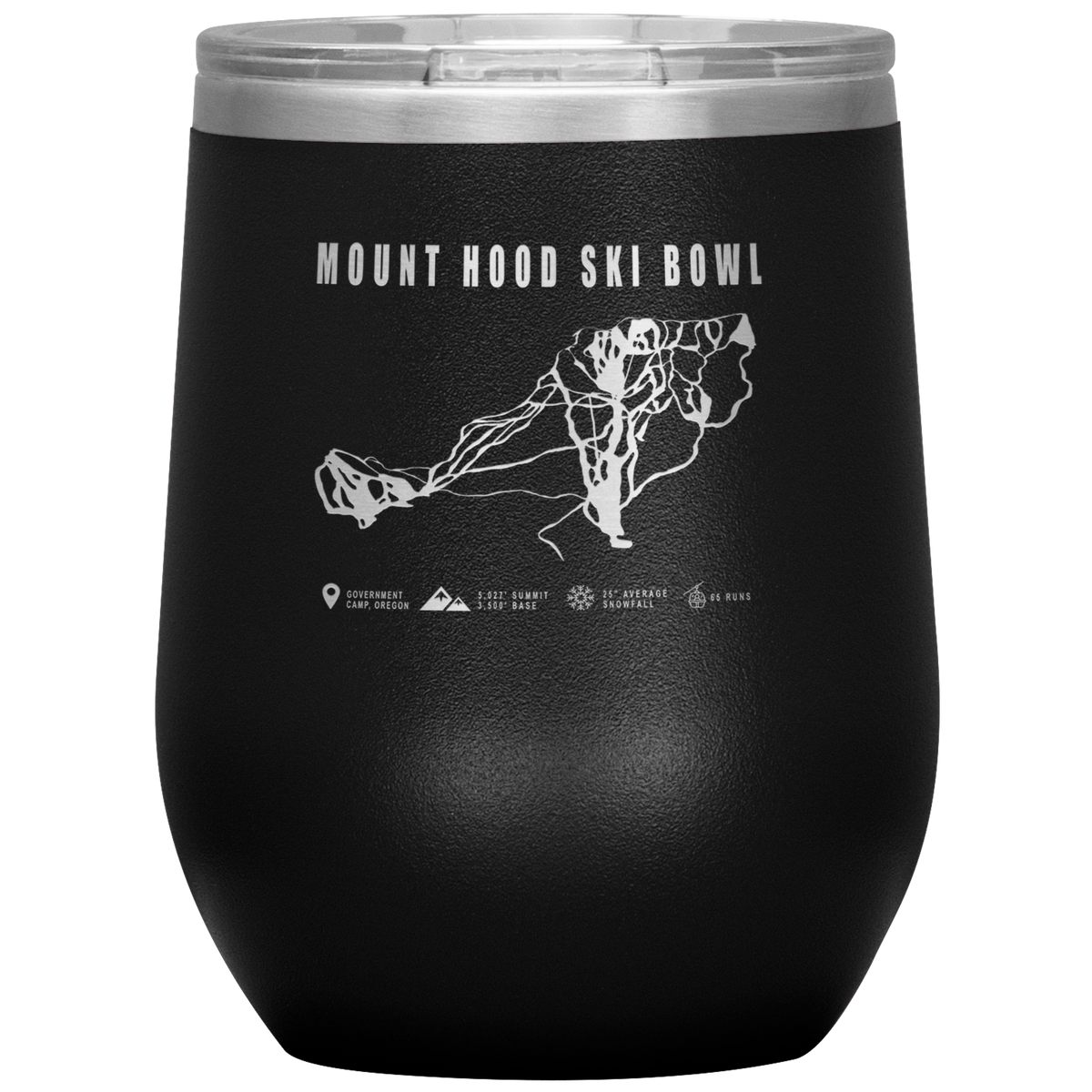 Mt Hood Skibowl, Oregon Ski Trail Map Wine 12oz Tumbler