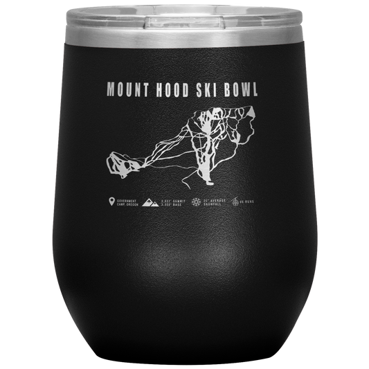 Mount Hood Ski Bowl, Oregon Ski Trail Map Wine 12oz Tumbler - Powderaddicts