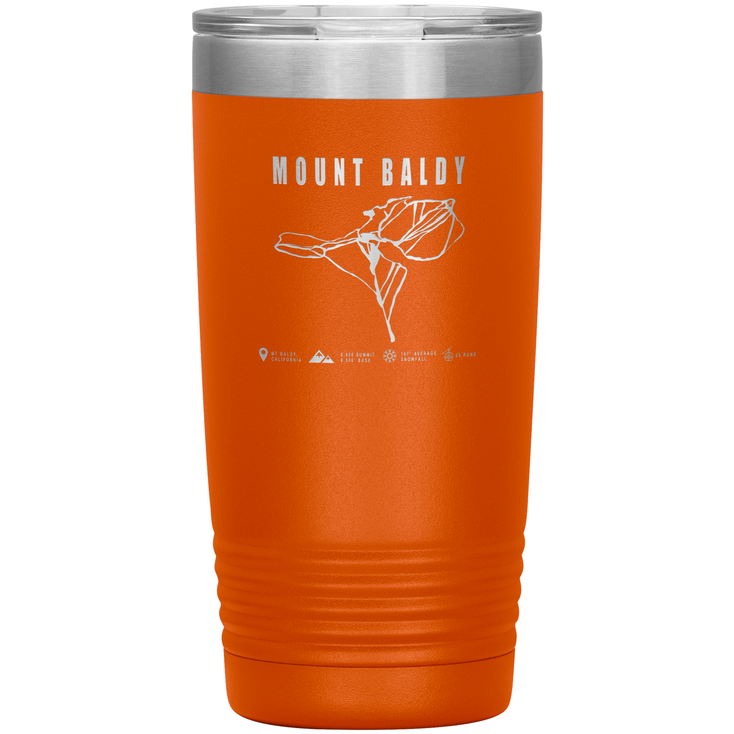 Mount Baldy, California Ski Trail Map 20oz Tumbler - Powderaddicts