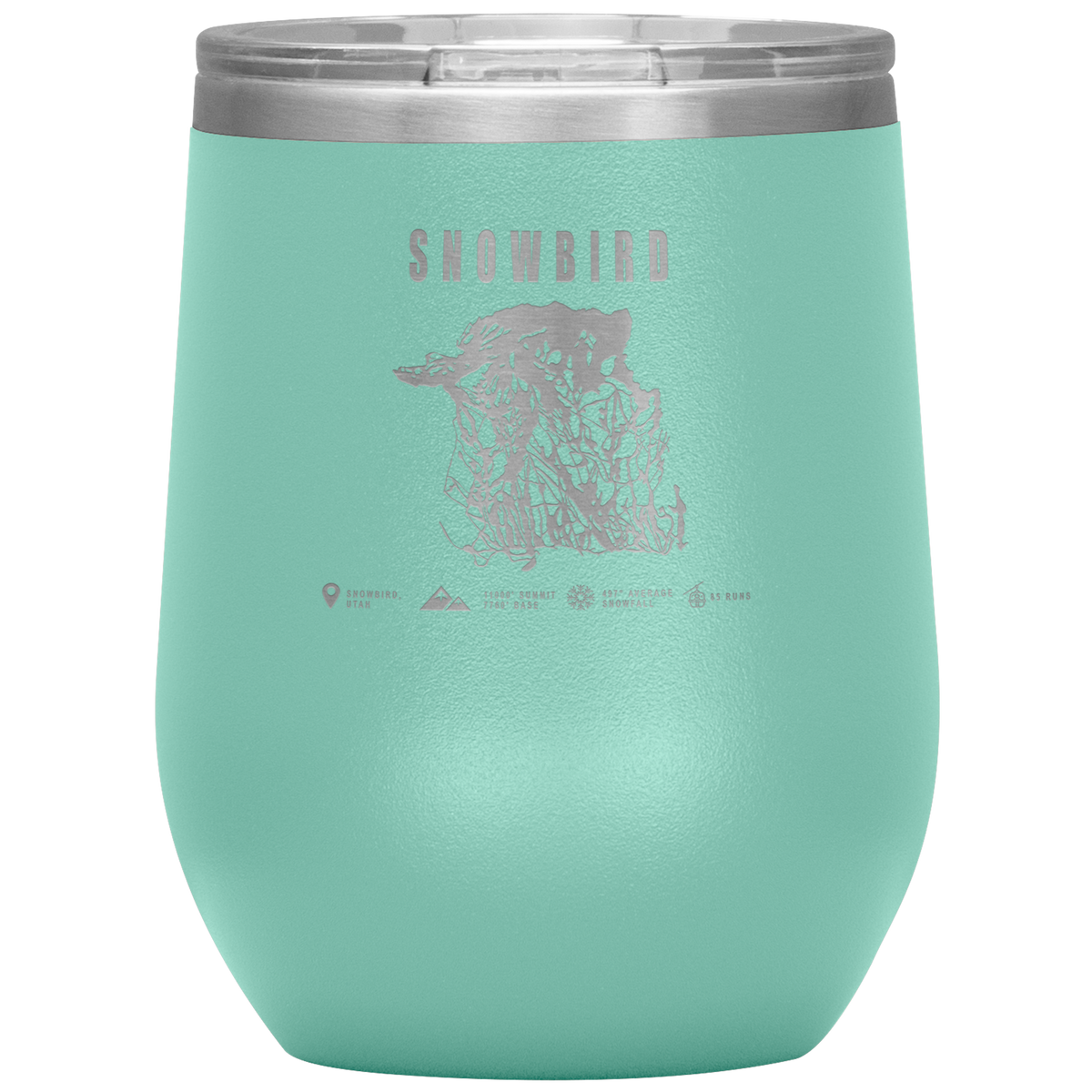 Snowbird,Utah Ski Trail Map Wine 12oz Tumbler - Powderaddicts