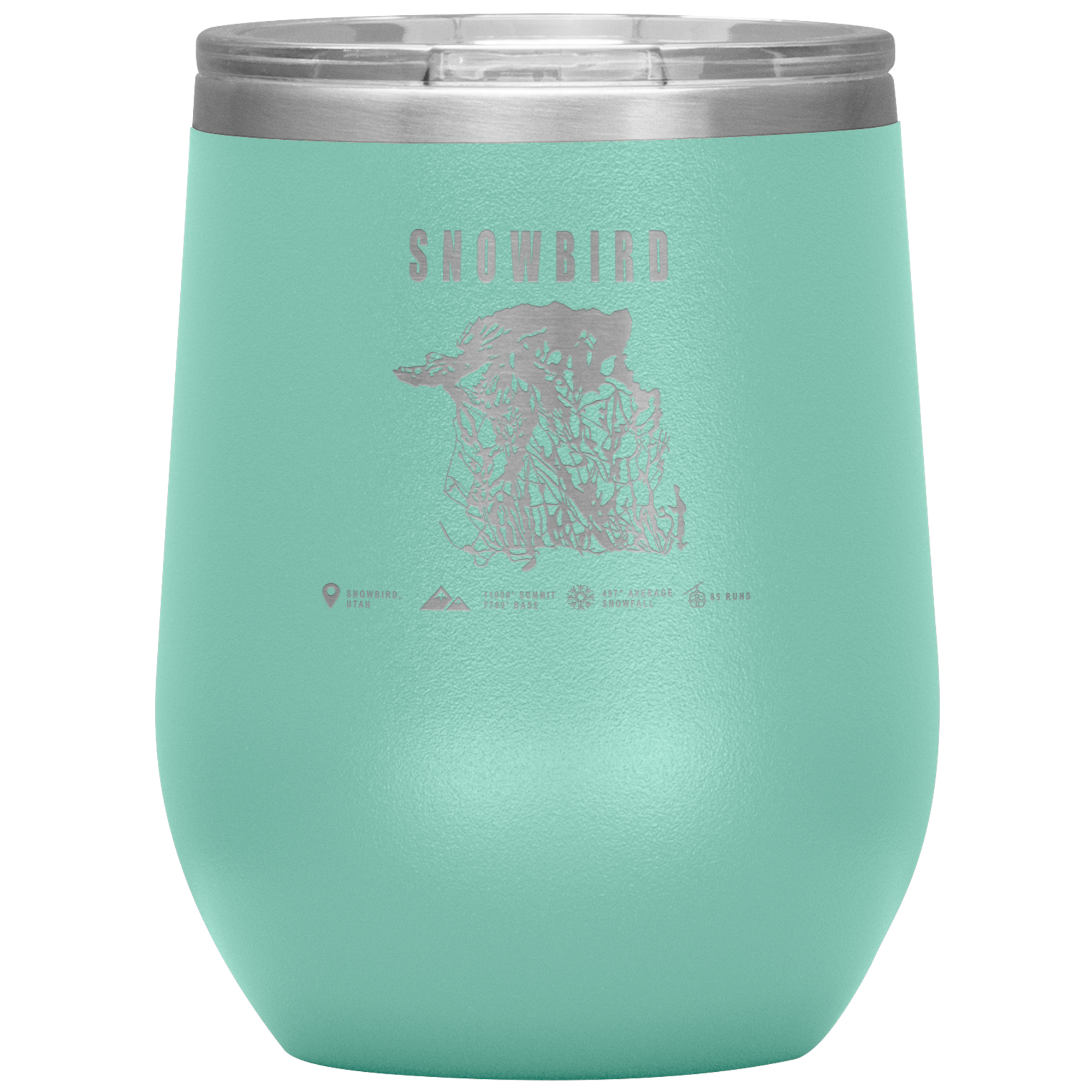 Snowbird,Utah Ski Trail Map Wine 12oz Tumbler - Powderaddicts