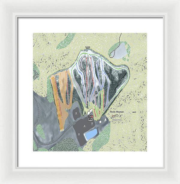 Nordic Mountain Ski Trail Map - Framed Print - Powderaddicts