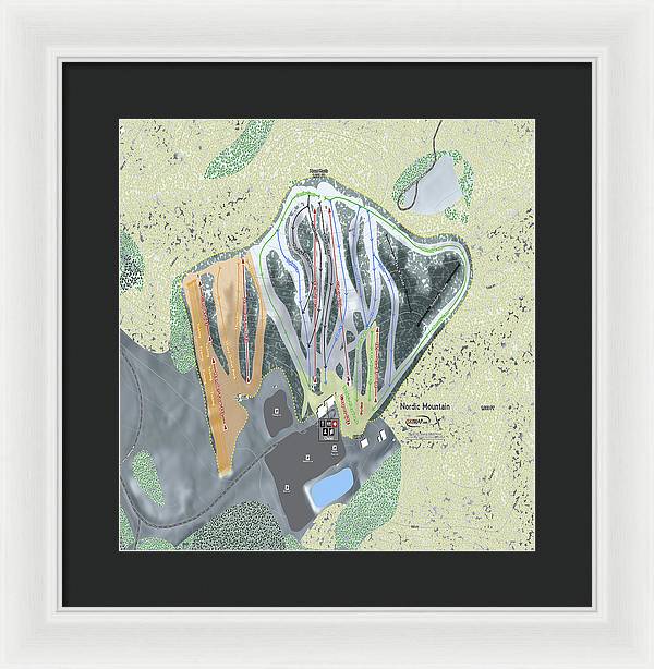 Nordic Mountain Ski Trail Map - Framed Print - Powderaddicts
