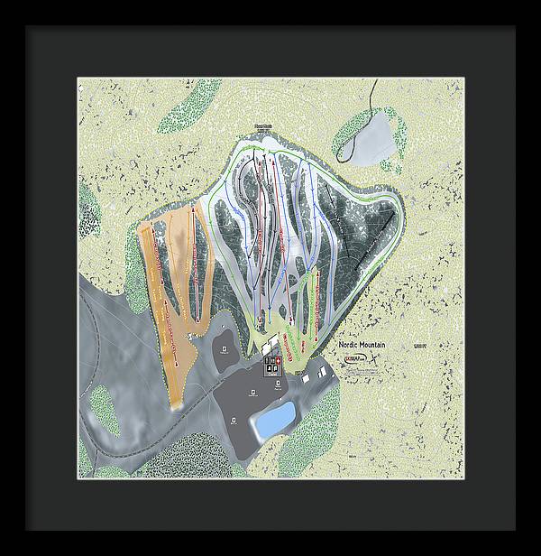 Nordic Mountain Ski Trail Map - Framed Print - Powderaddicts