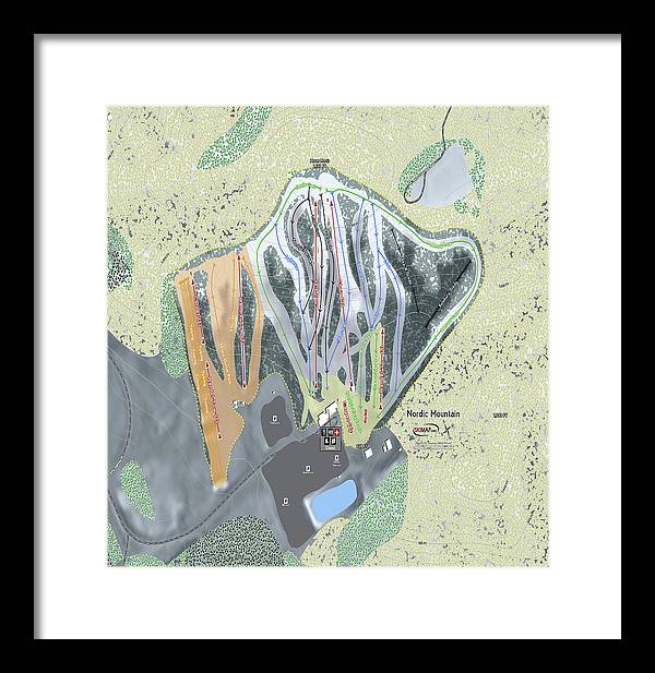 Nordic Mountain Ski Trail Map - Framed Print - Powderaddicts