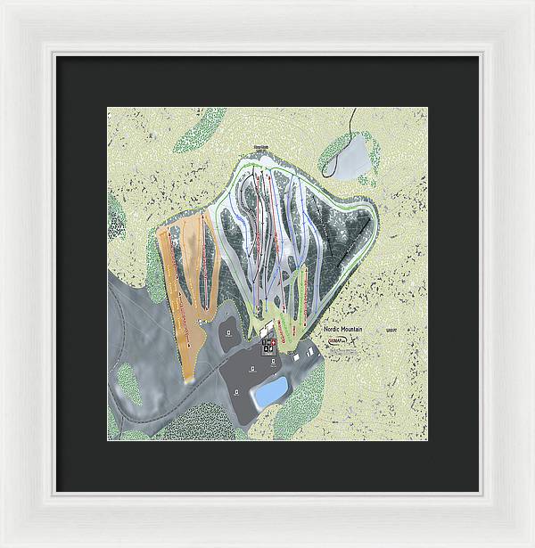 Nordic Mountain Ski Trail Map - Framed Print - Powderaddicts