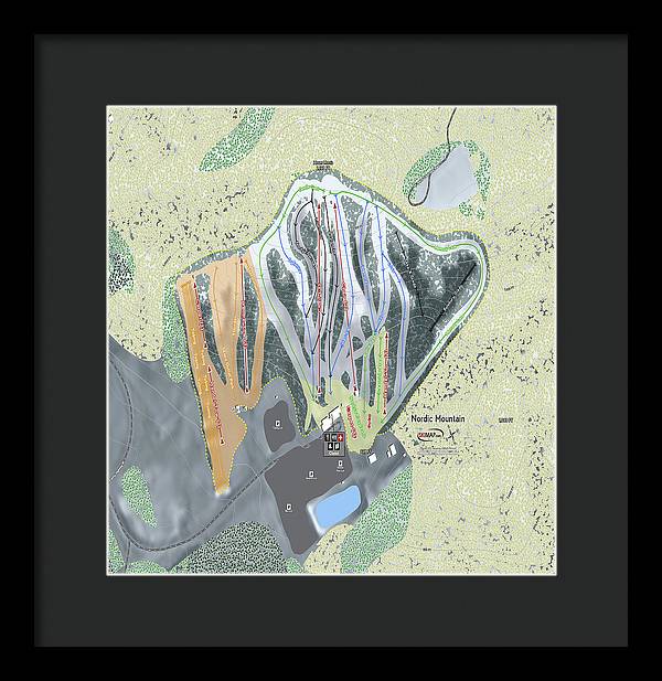 Nordic Mountain Ski Trail Map - Framed Print - Powderaddicts