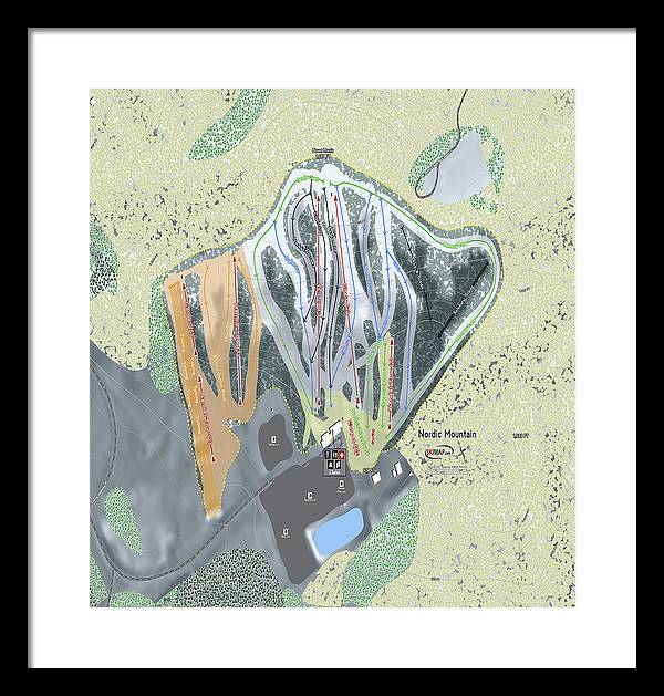 Nordic Mountain Ski Trail Map - Framed Print - Powderaddicts