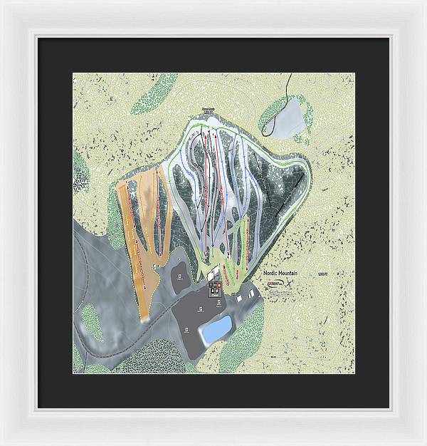 Nordic Mountain Ski Trail Map - Framed Print - Powderaddicts
