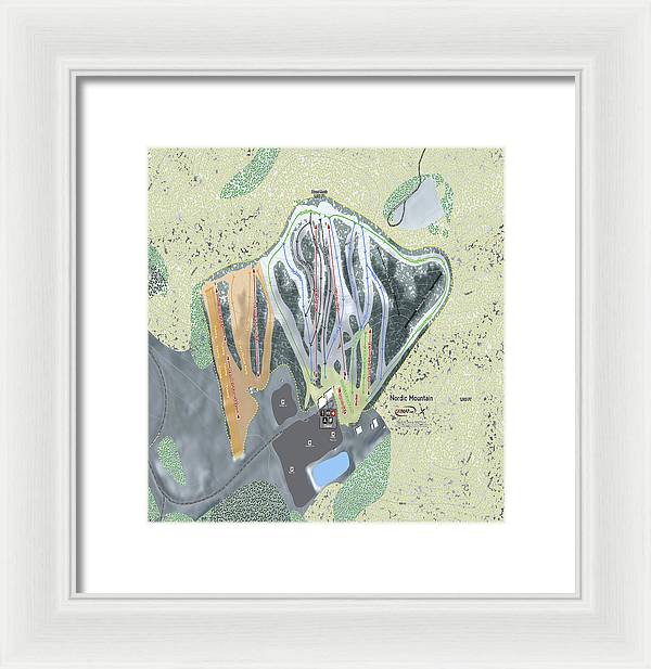 Nordic Mountain Ski Trail Map - Framed Print - Powderaddicts