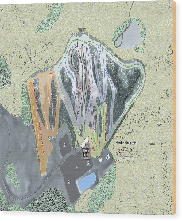 Nordic Mountain Ski Trail Map - Wood Print - Powderaddicts