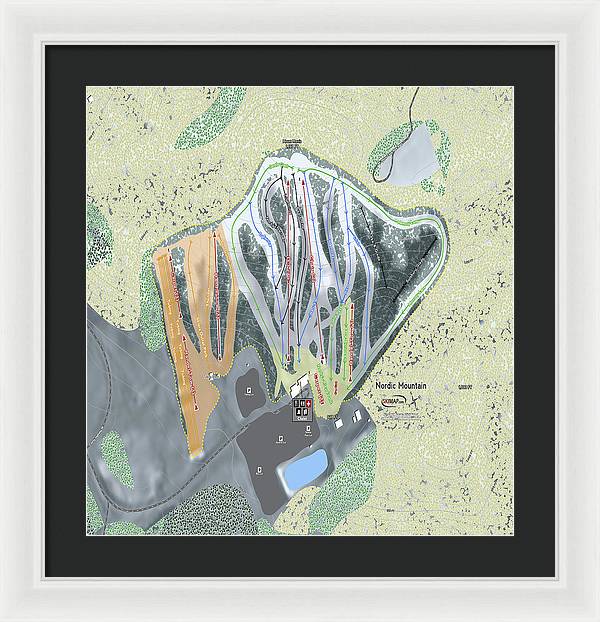 Nordic Mountain Ski Trail Map - Framed Print - Powderaddicts