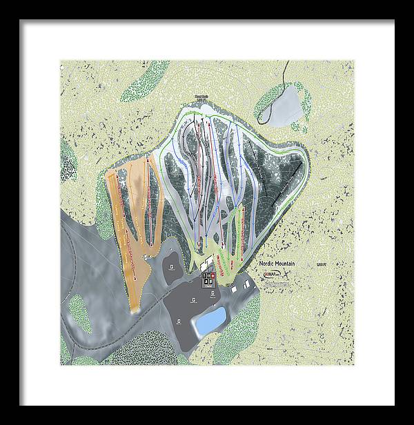 Nordic Mountain Ski Trail Map - Framed Print - Powderaddicts