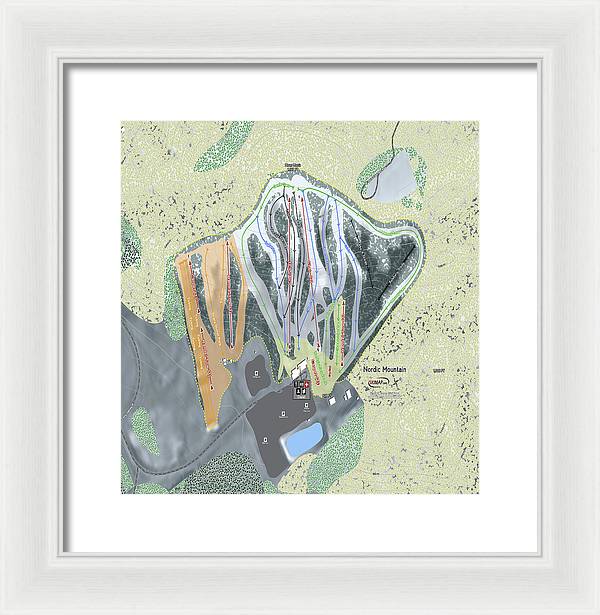 Nordic Mountain Ski Trail Map - Framed Print - Powderaddicts