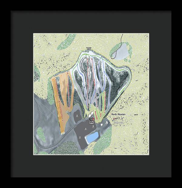 Nordic Mountain Ski Trail Map - Framed Print - Powderaddicts