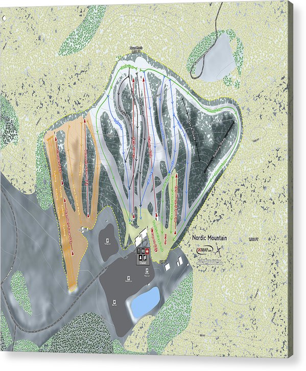 Nordic Mountain Ski Trail Map - Acrylic Print - Powderaddicts
