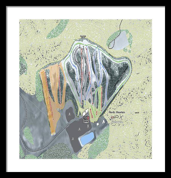 Nordic Mountain Ski Trail Map - Framed Print - Powderaddicts