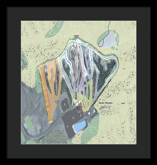 Nordic Mountain Ski Trail Map - Framed Print - Powderaddicts