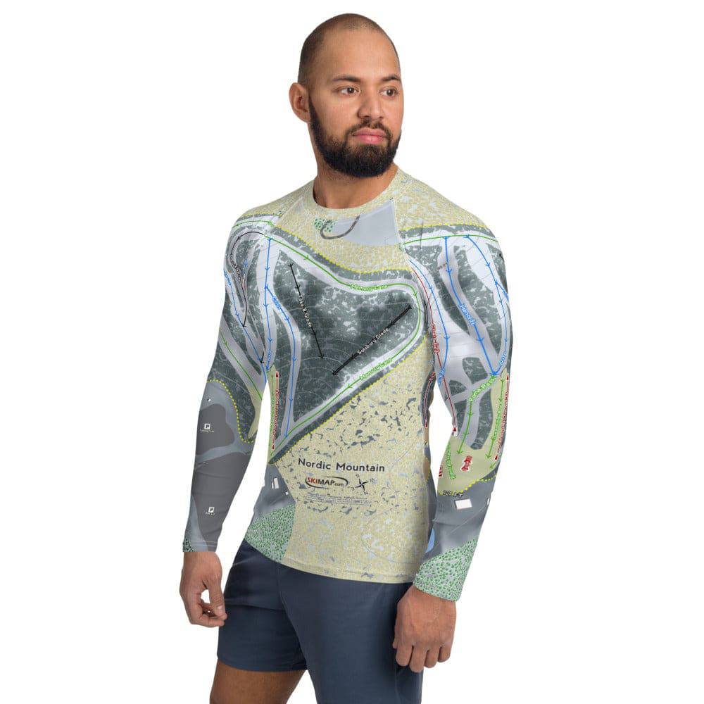 Nordic Mountain, Wisconsin Ski Trail Map Men's Base Layer Top - Powderaddicts
