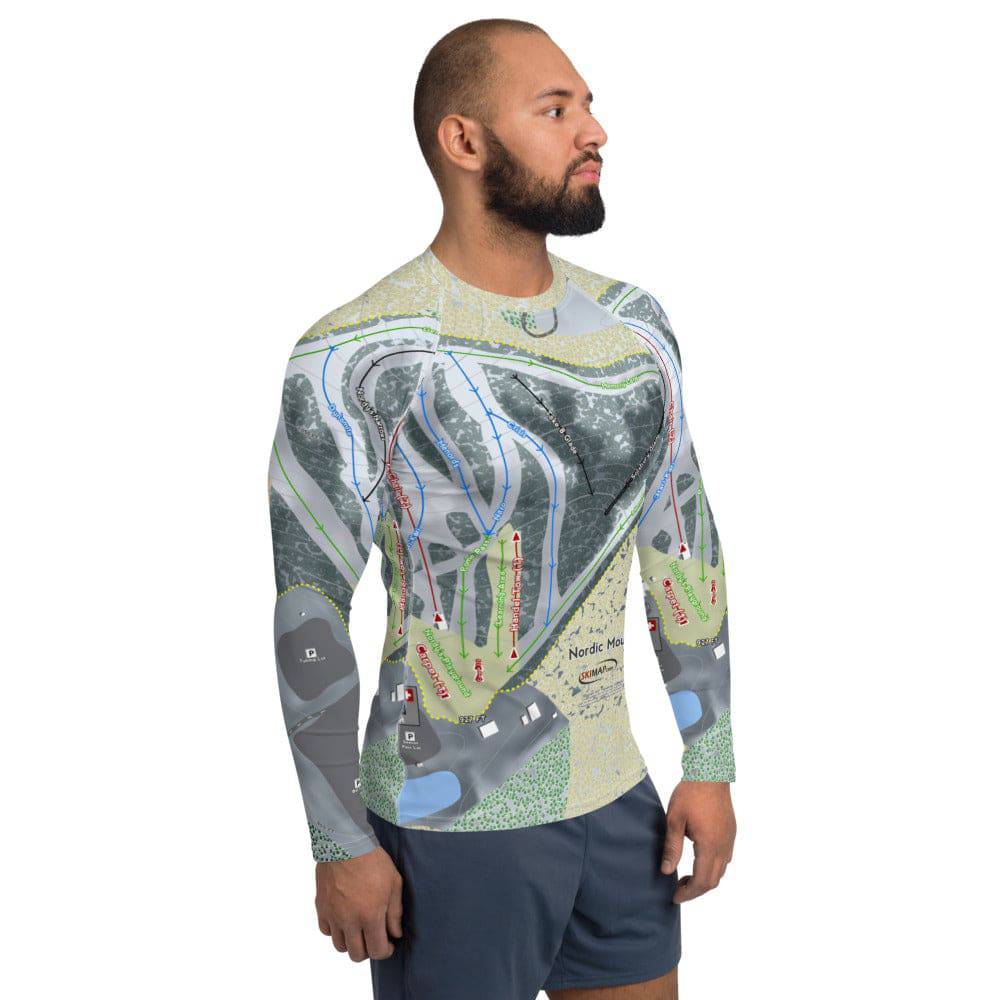 Nordic Mountain, Wisconsin Ski Trail Map Men's Base Layer Top - Powderaddicts