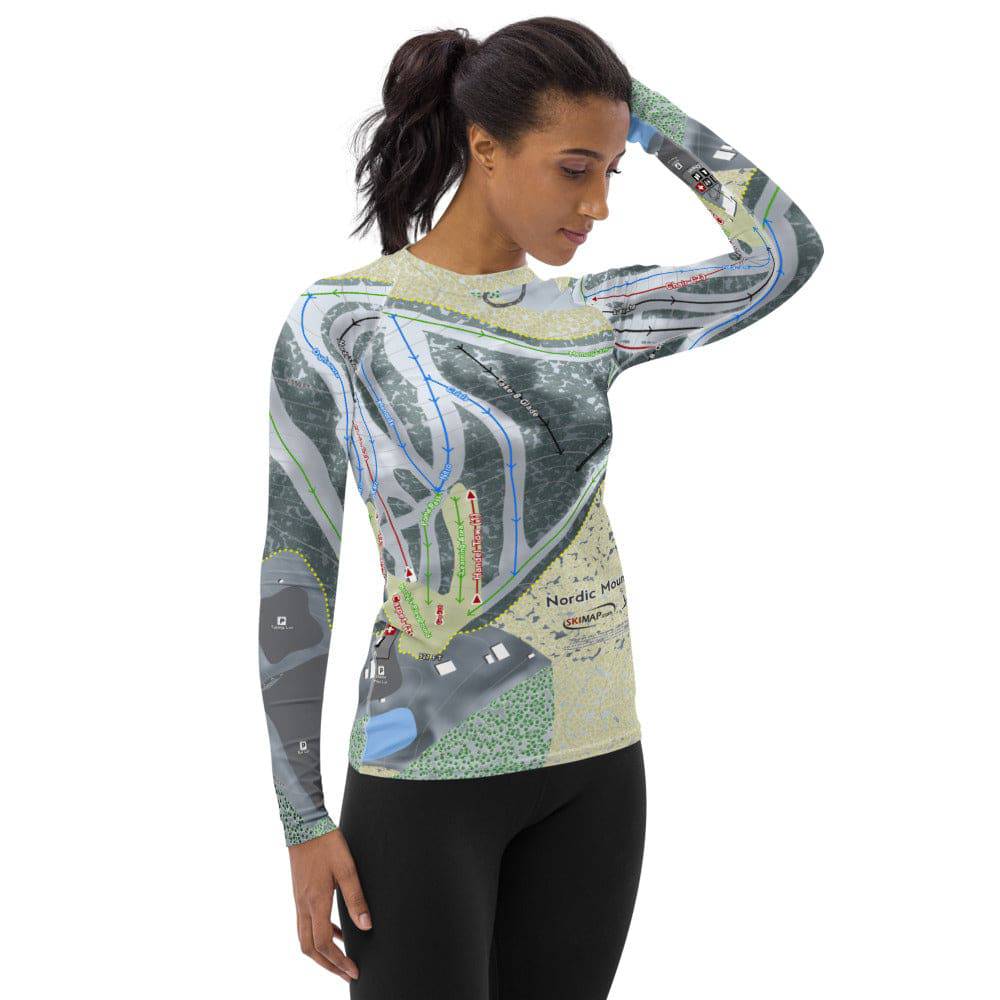 Nordic Mountain, Wisconsin Ski Trail Map Women's Base Layer Top - Powderaddicts