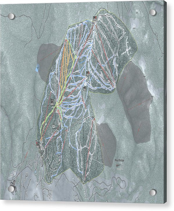 Northstar Ski Trail Map - Acrylic Print - Powderaddicts