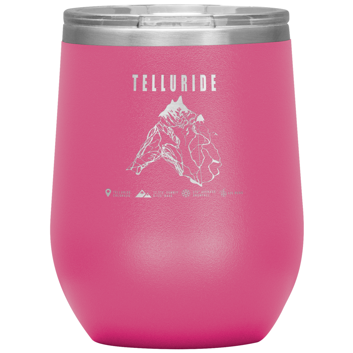 Telluride Colorado Ski Trail Map Wine 12oz Tumbler - Powderaddicts