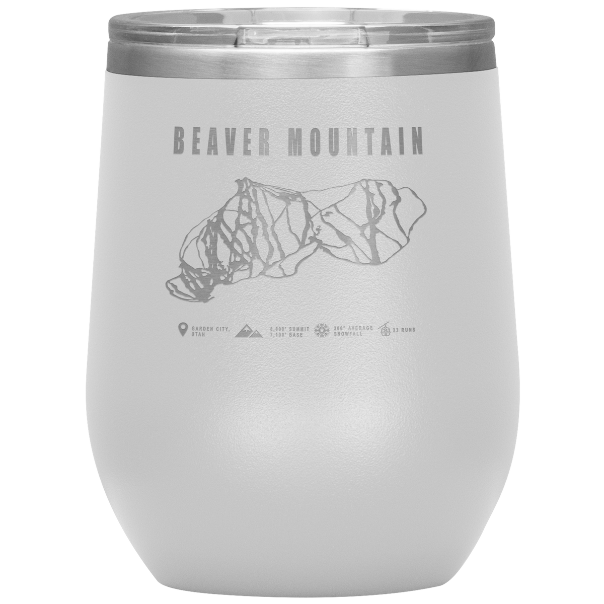 Beaver Mountain,Utah Ski Trail Map Wine 12oz Tumbler - Powderaddicts