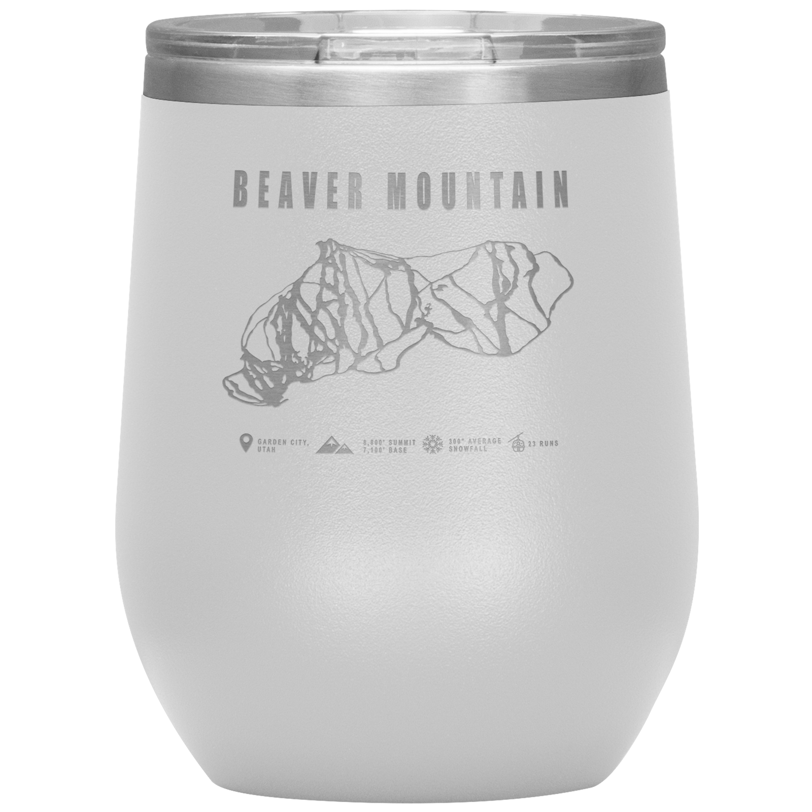 Beaver Mountain,Utah Ski Trail Map Wine 12oz Tumbler - Powderaddicts