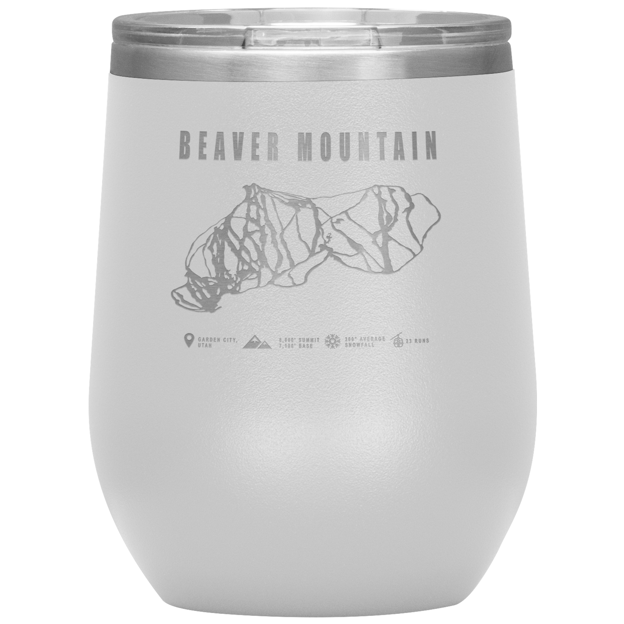 Beaver Mountain,Utah Ski Trail Map Wine 12oz Tumbler - Powderaddicts