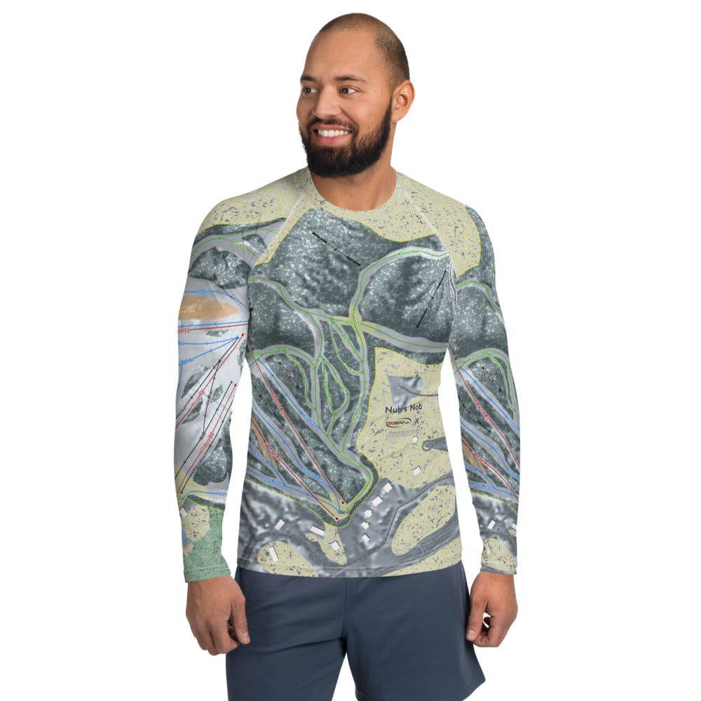 Nub's Nob, Michigan  Ski Trail Map Men's Base Layer Top - Powderaddicts