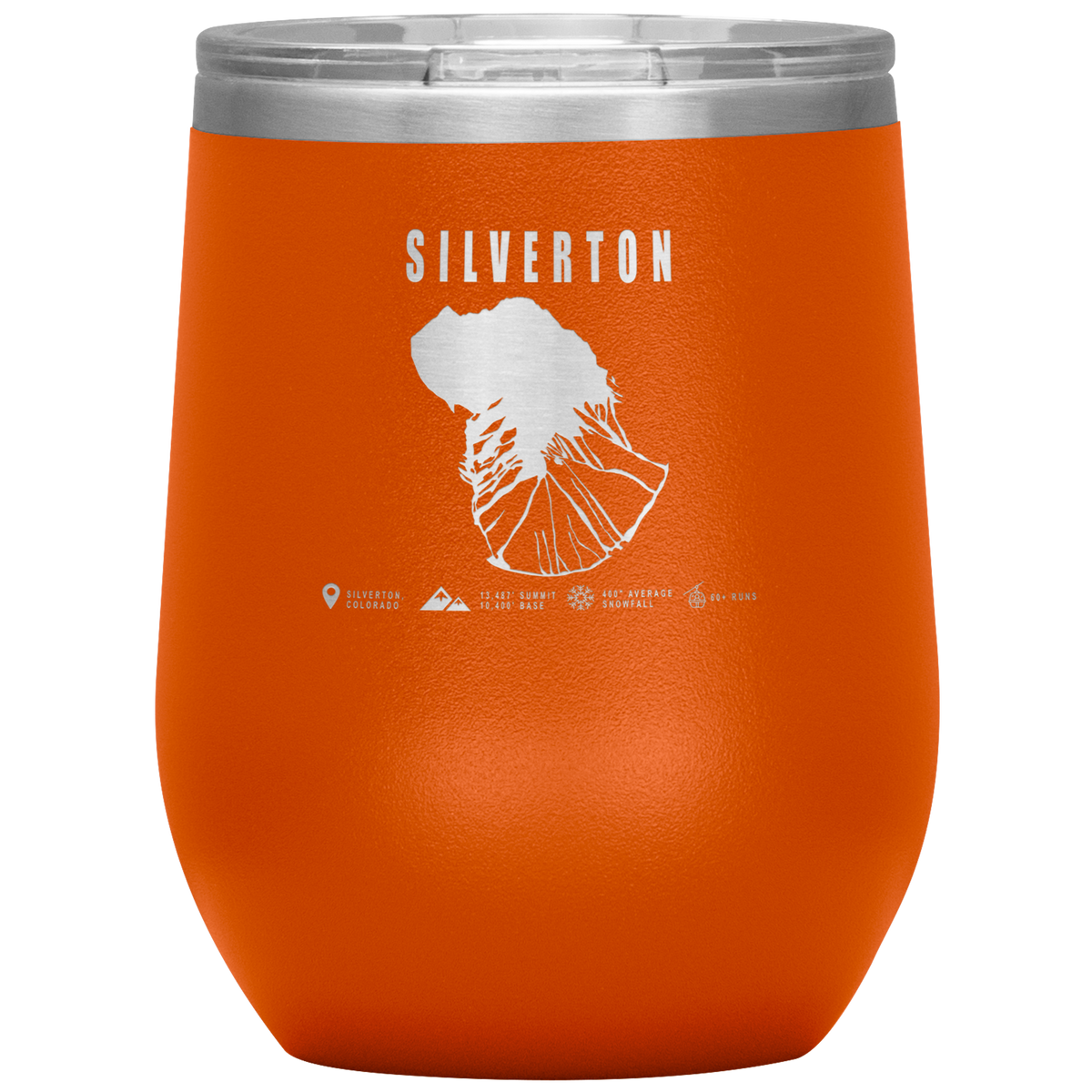 Silverton Colorado Ski Trail Map Wine 12oz Tumbler - Powderaddicts