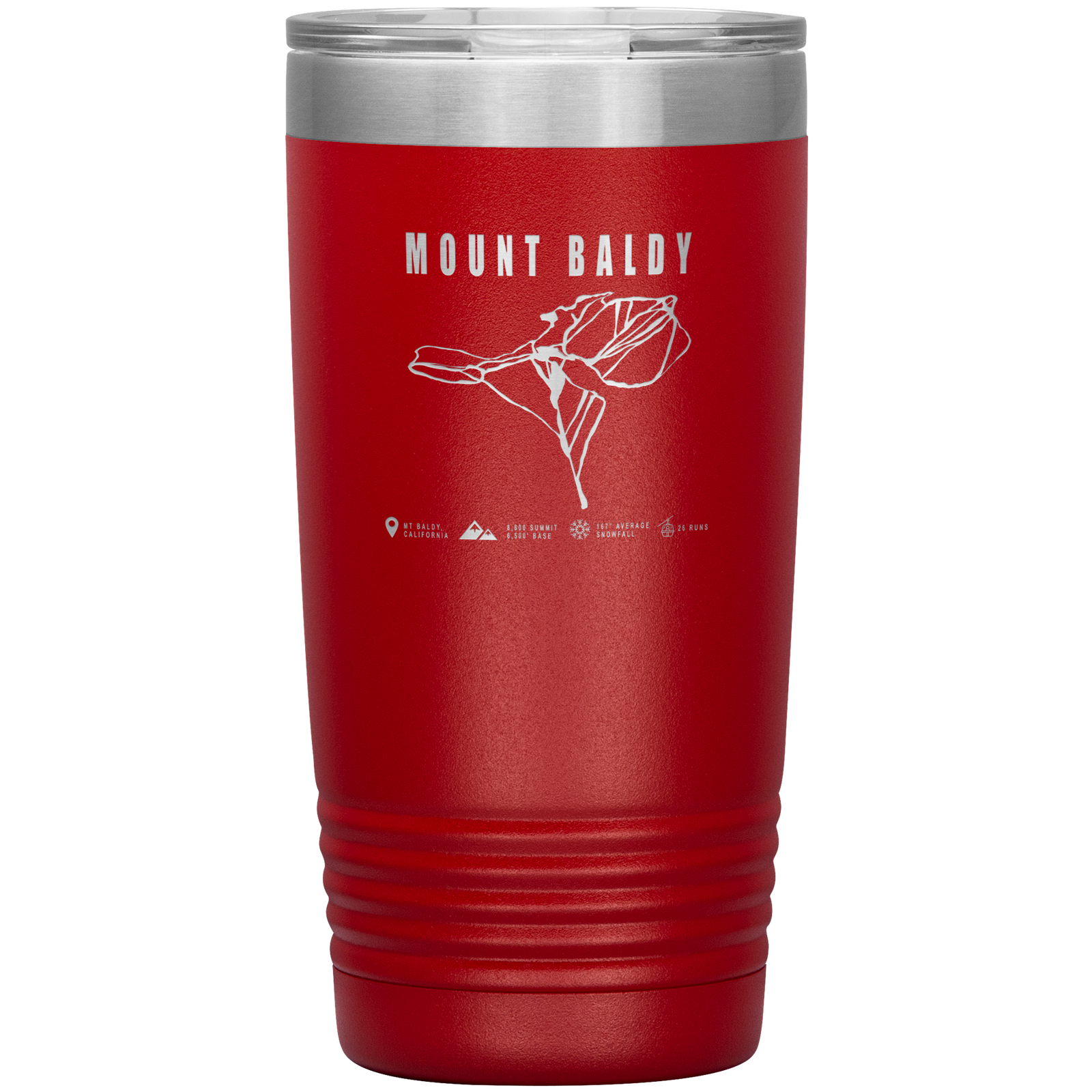 Mount Baldy, California Ski Trail Map 20oz Tumbler - Powderaddicts
