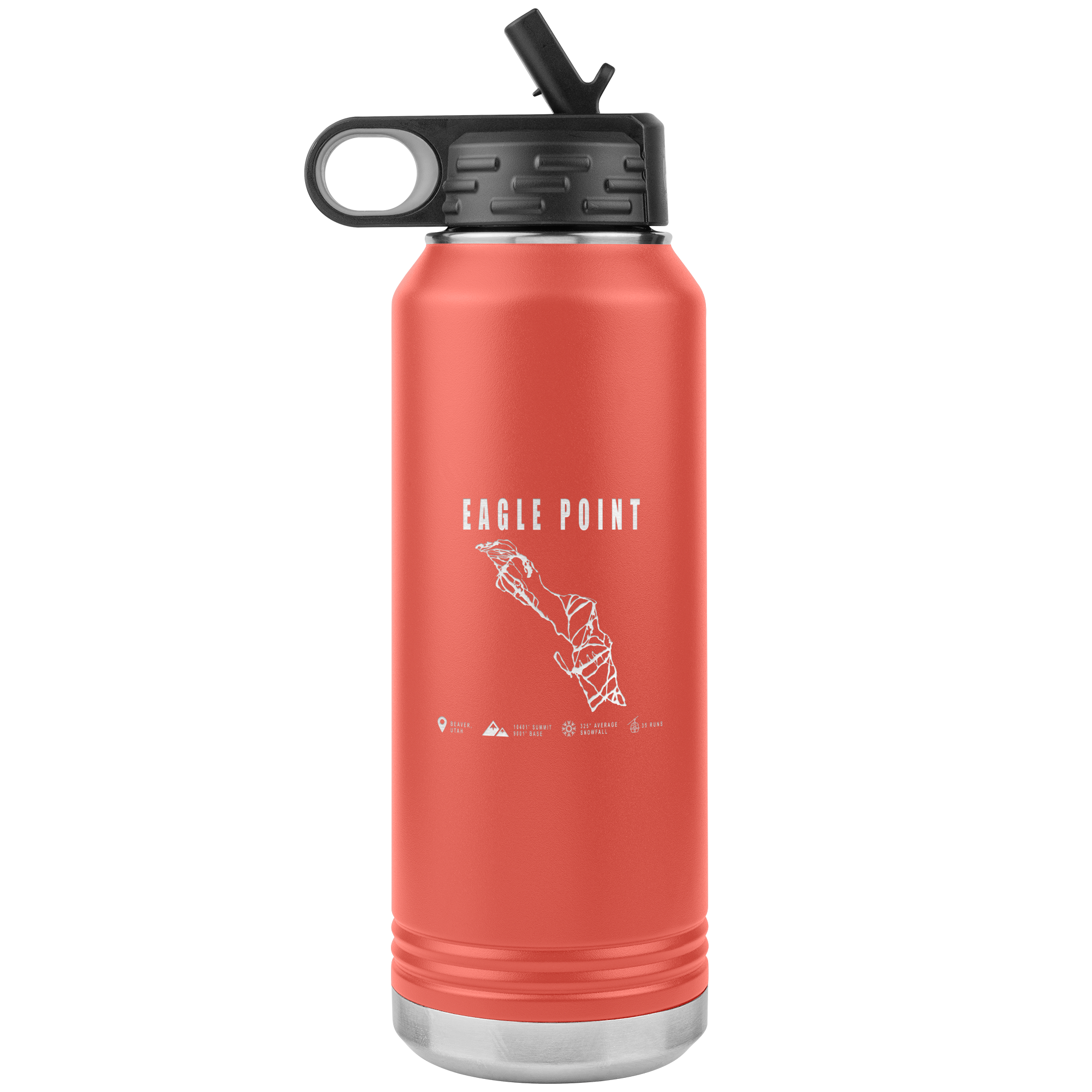 Eagle Point,Utah Ski Trail Map 32oz Water Bottle Tumbler - Powderaddicts