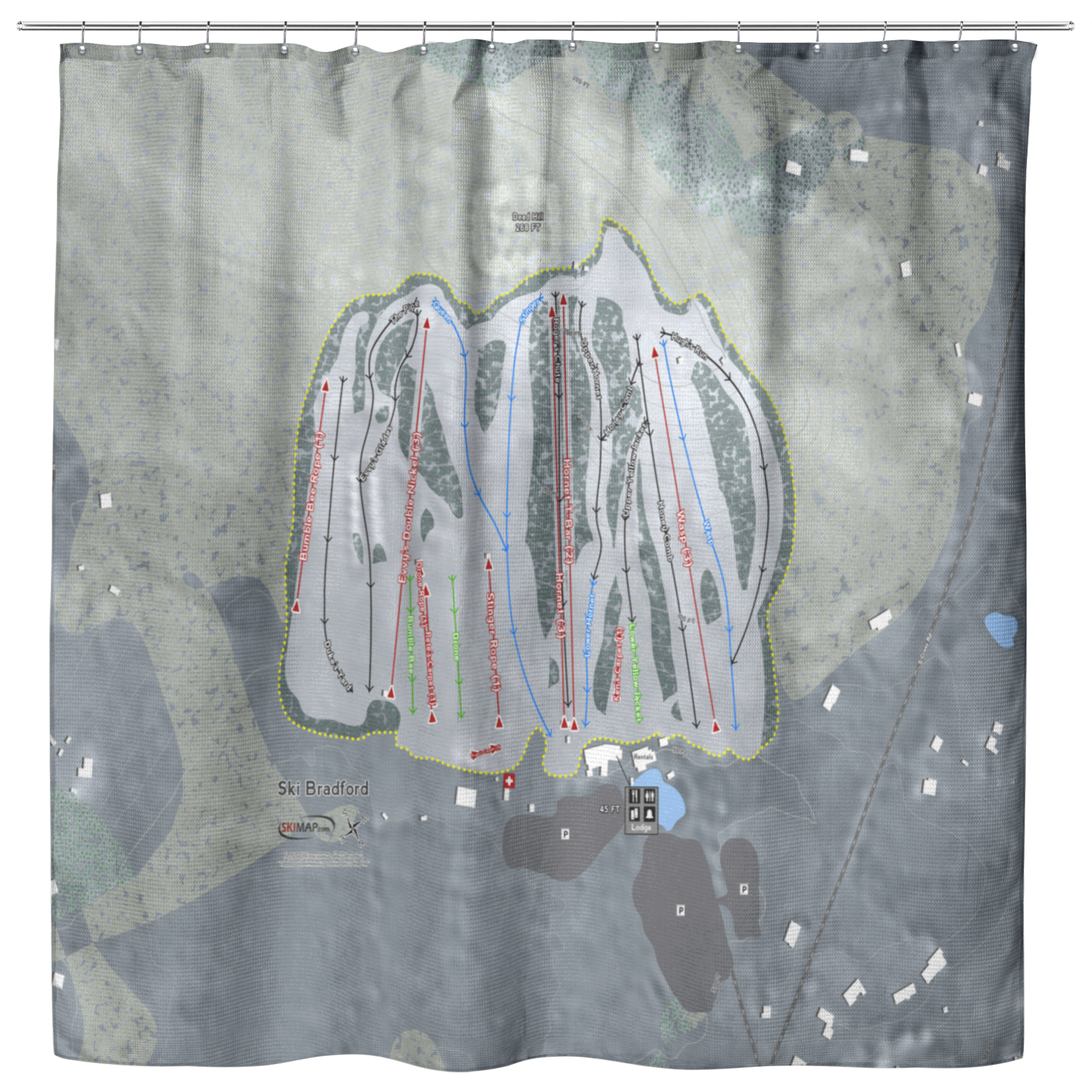 Ski Bradford Ski Trail Map Shower Curtain - Powderaddicts