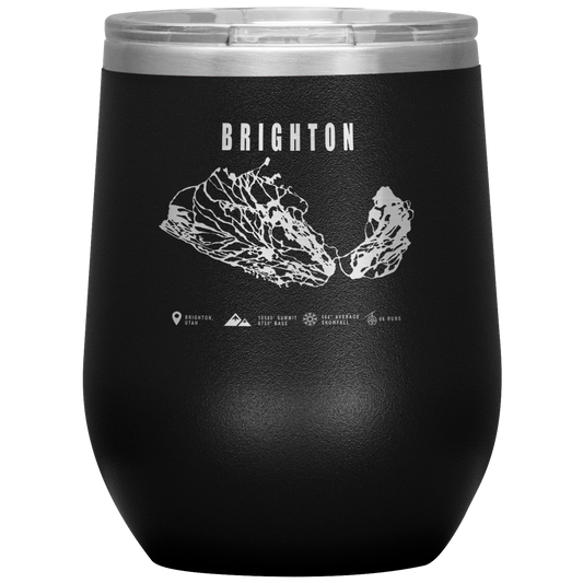 Brighton,Utah Ski Trail Map Wine 12oz Tumbler - Powderaddicts