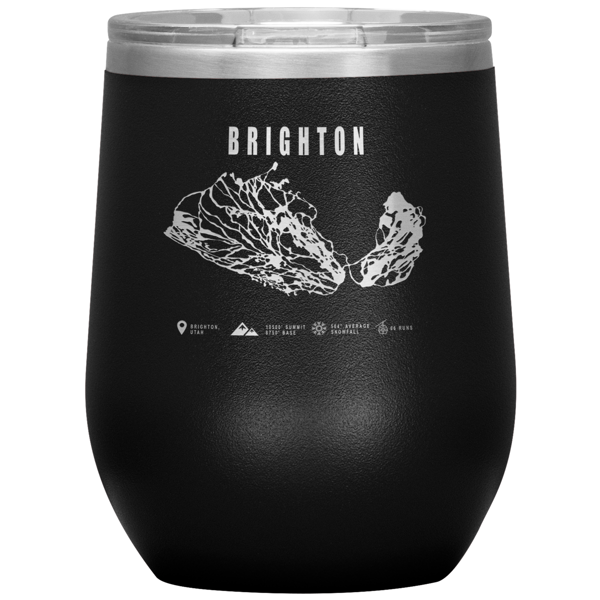 Brighton,Utah Ski Trail Map Wine 12oz Tumbler - Powderaddicts