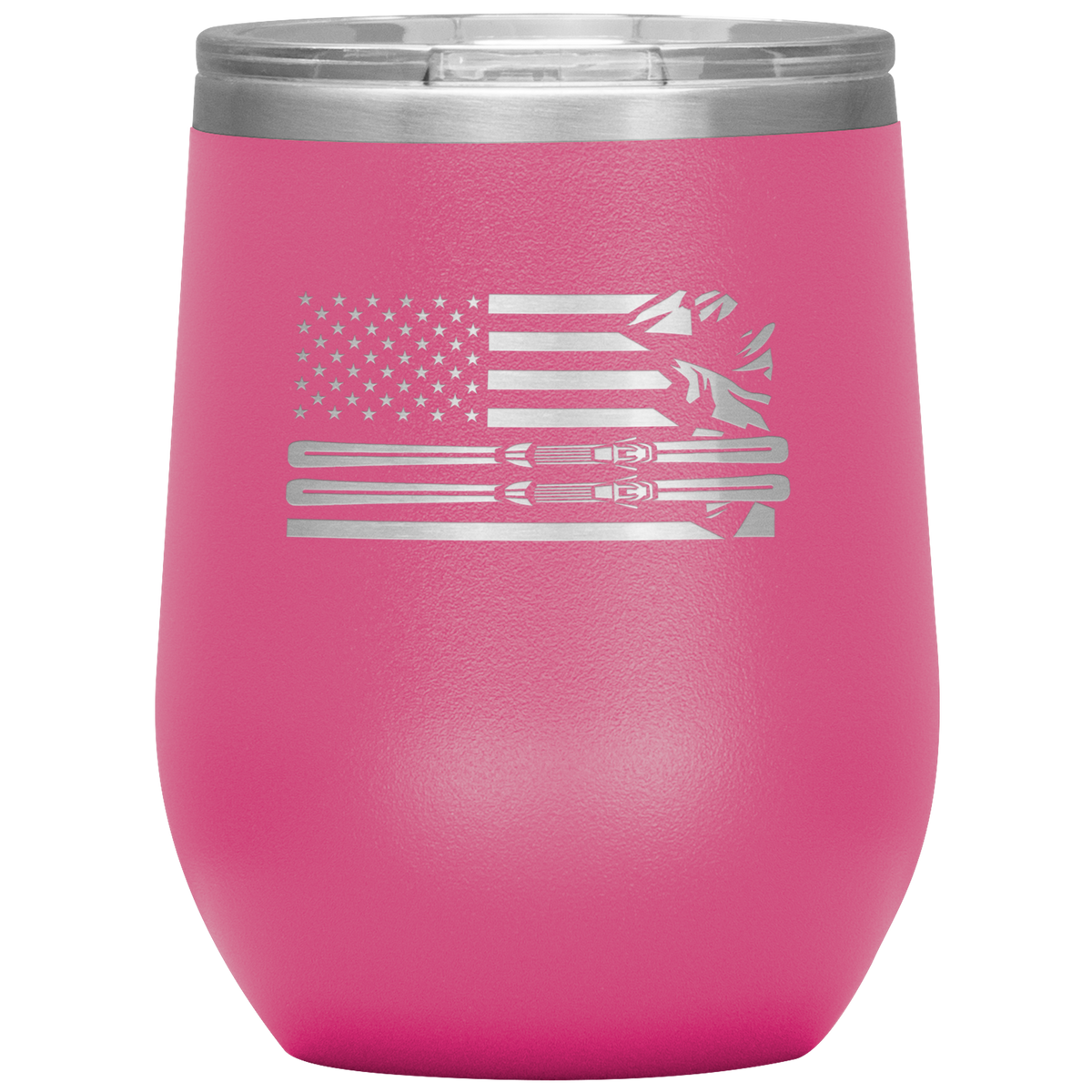USA Ski Flag 12oz Wine Tumbler - Powderaddicts