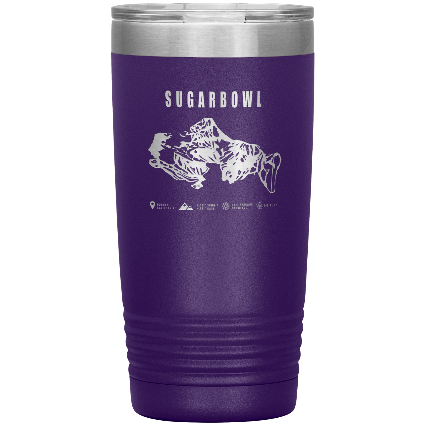 Sugarbowl, California Ski Trail Map 20oz Tumbler - Powderaddicts