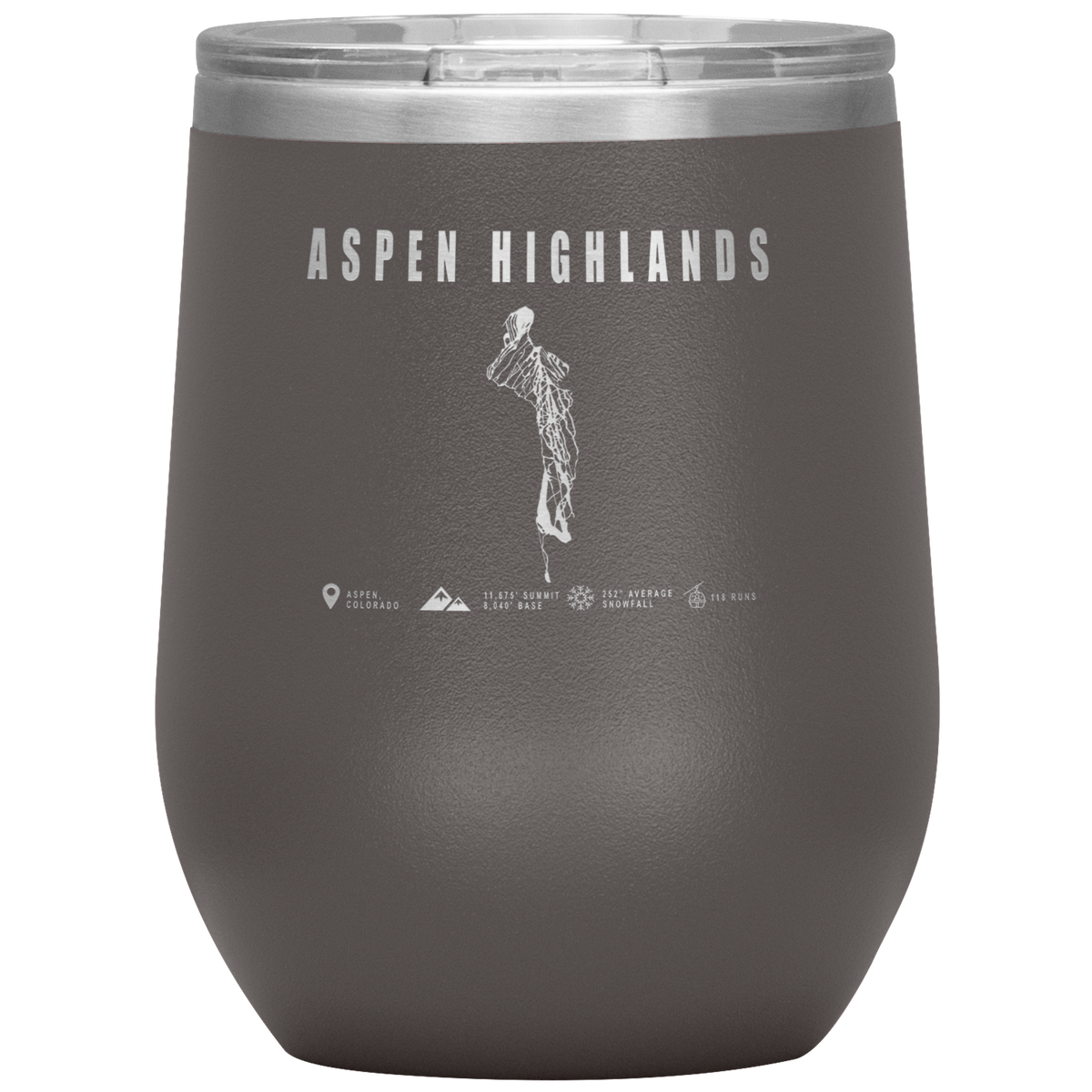 Aspen Highlands,Colorado Ski Resort Wine 12 oz Tumbler - Powderaddicts