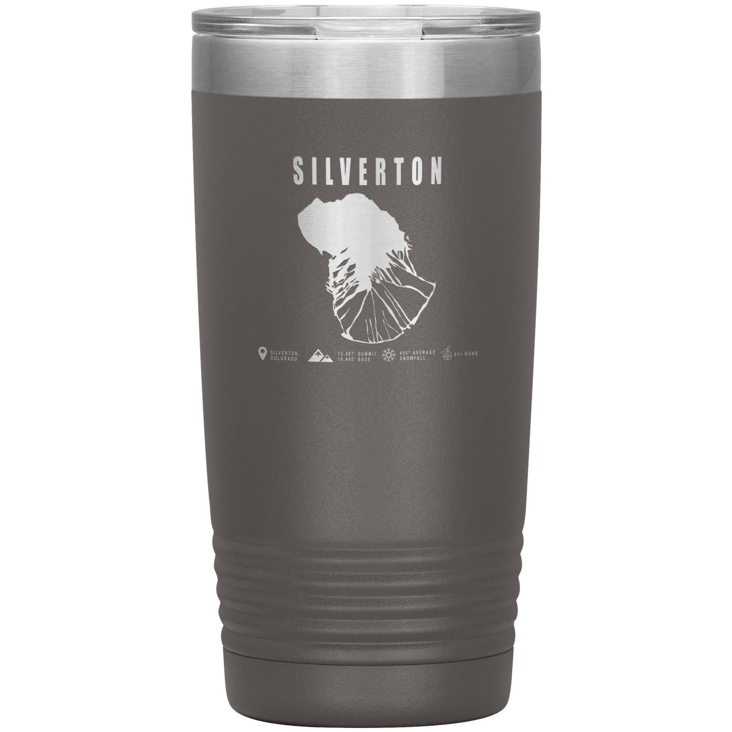 Silverton Colorado Ski Trail Map 20oz Tumbler - Powderaddicts