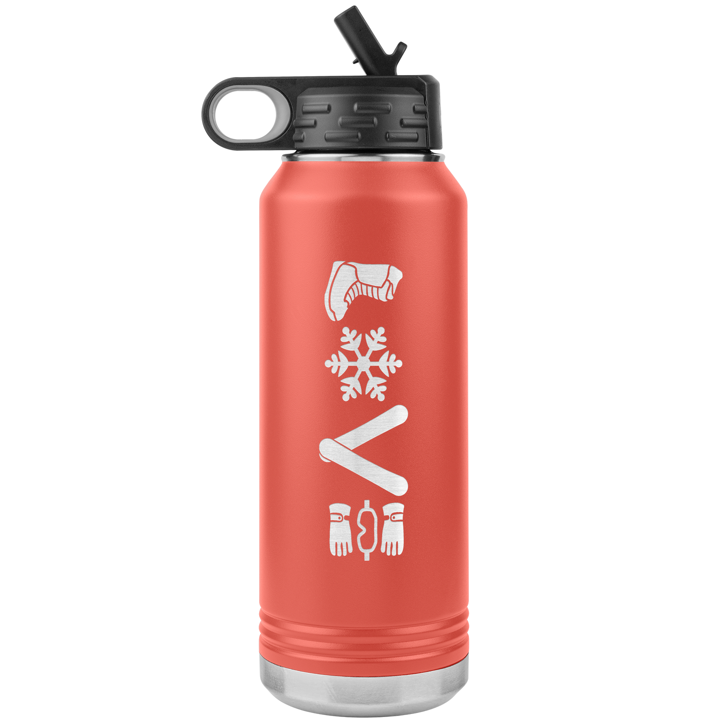 Love Snowboard Symbols 32oz Water Bottle Tumbler - Powderaddicts