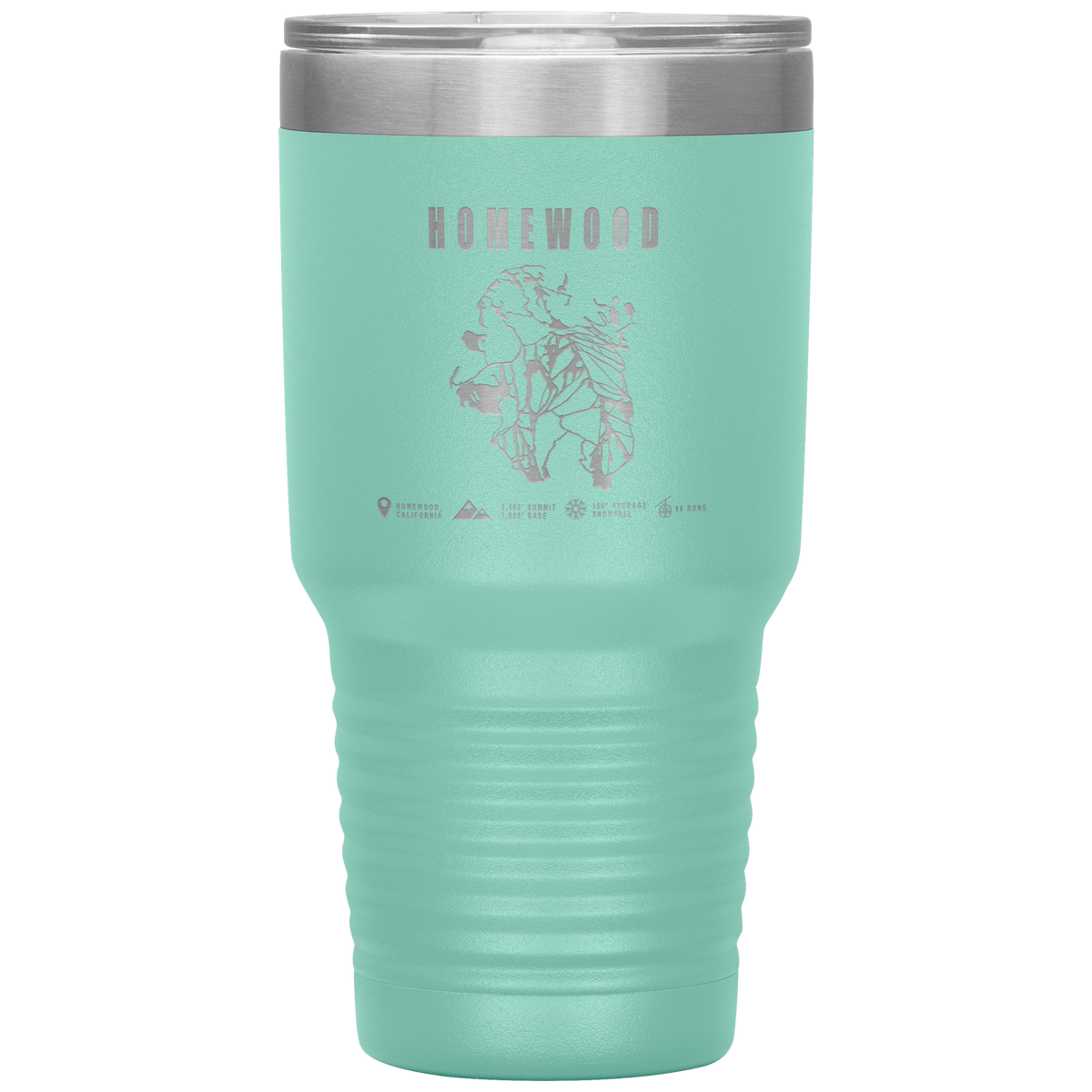 Homewood, California Ski Trail Map 30oz Tumbler - Powderaddicts