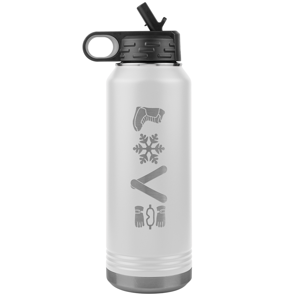 Love Snowboard Symbols 32oz Water Bottle Tumbler - Powderaddicts