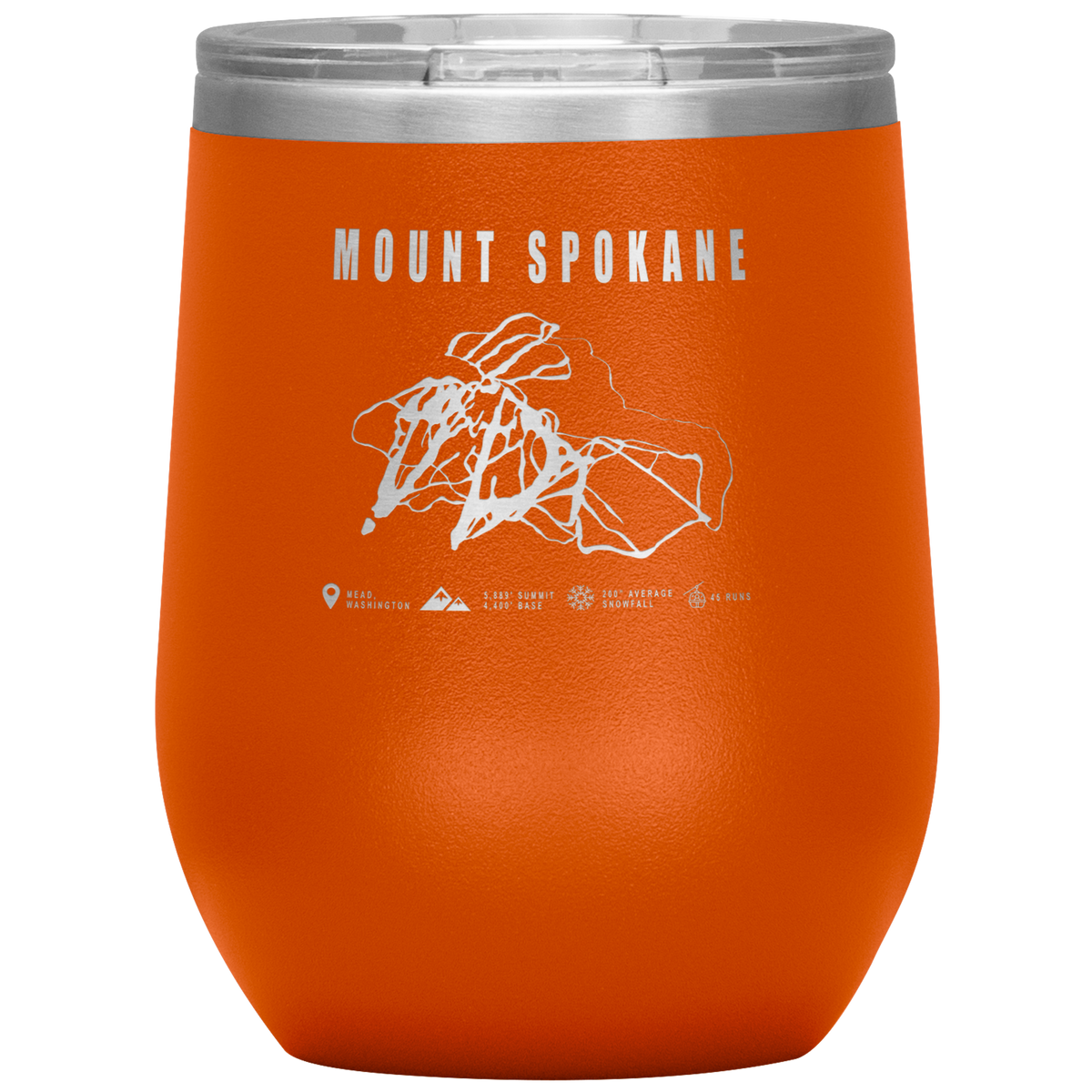 Mount Spokane, Washington Ski Trail Map Wine 12oz Tumbler - Powderaddicts