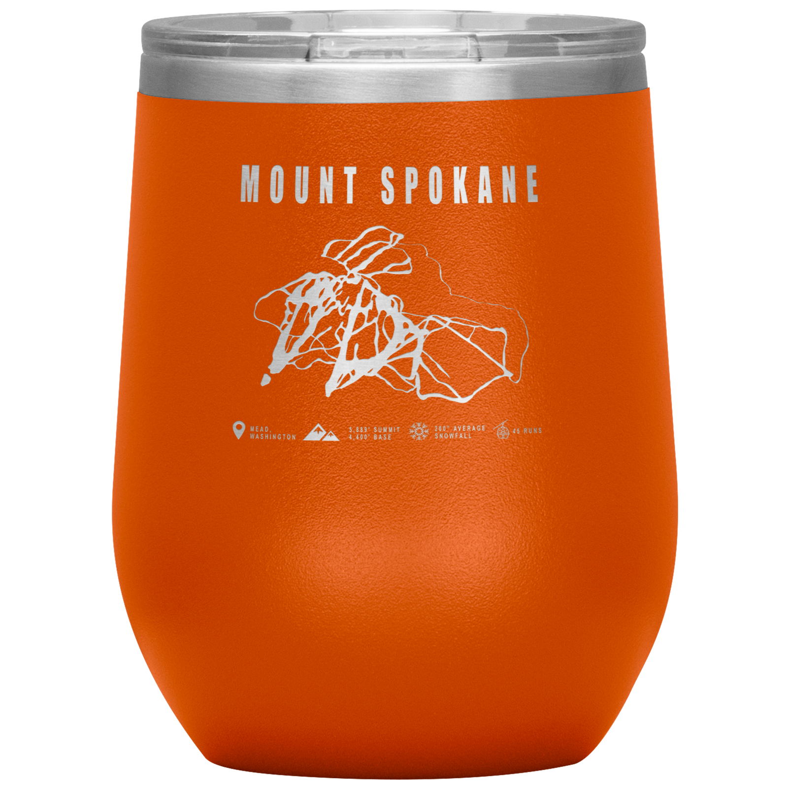 Mount Spokane, Washington Ski Trail Map Wine 12oz Tumbler - Powderaddicts