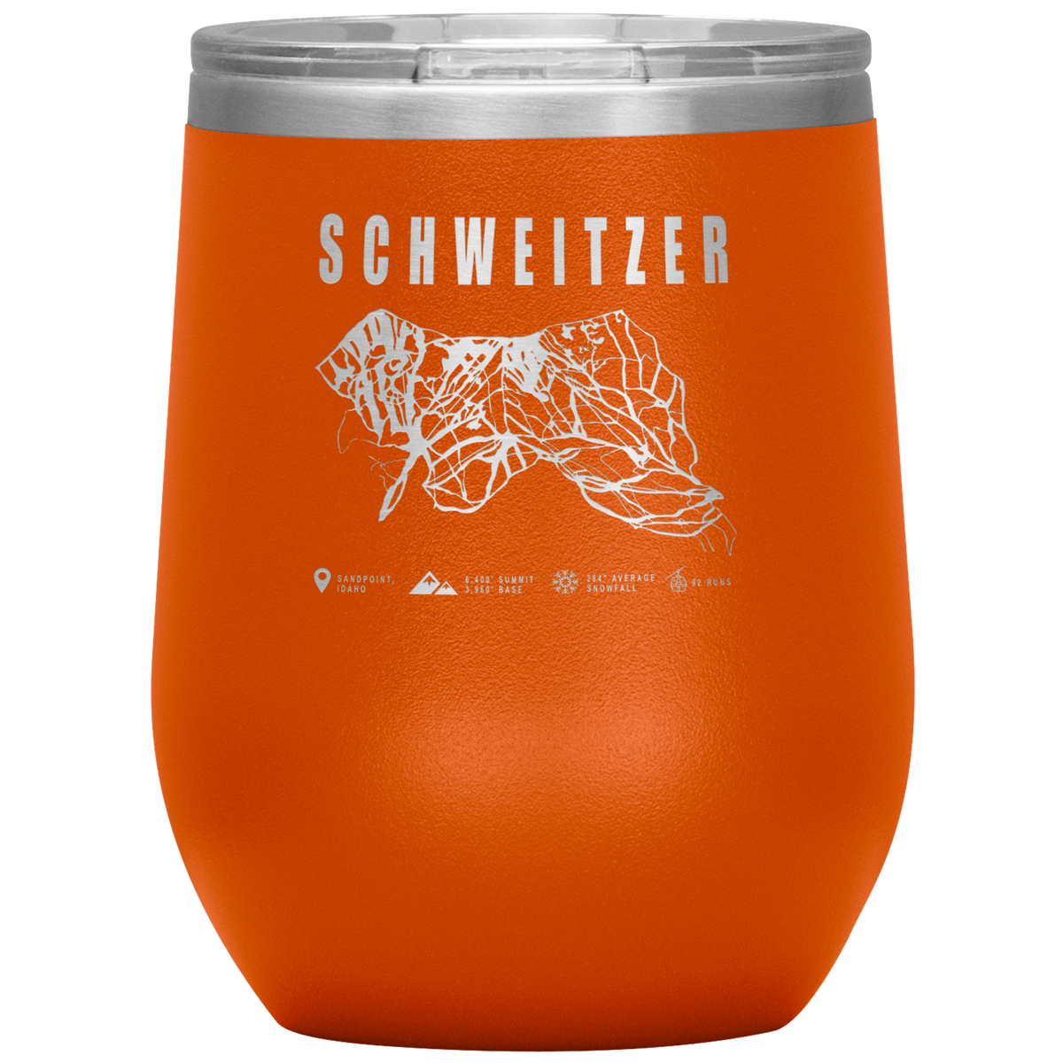 Schweitzer Idaho Ski Trail Map Wine 12oz Tumbler - Powderaddicts