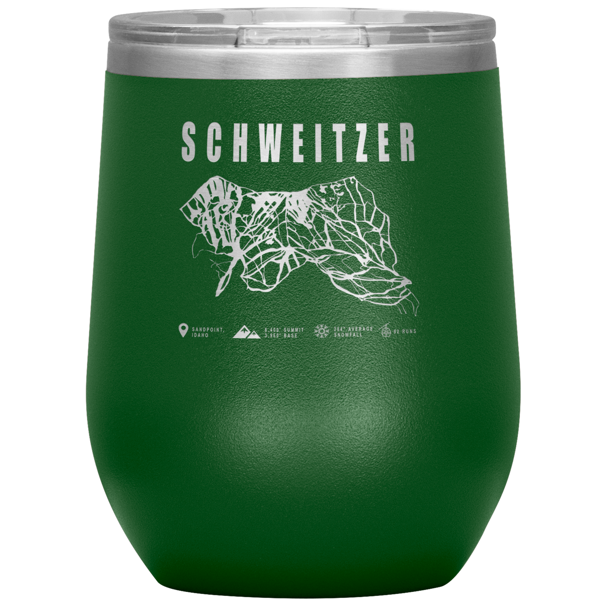 Schweitzer Idaho Ski Trail Map Wine 12oz Tumbler - Powderaddicts