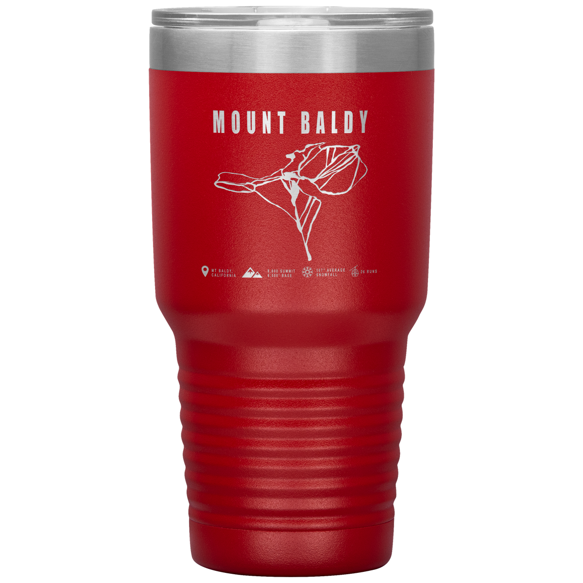 Mount Baldy, California Ski Trail Map 30oz Tumbler - Powderaddicts