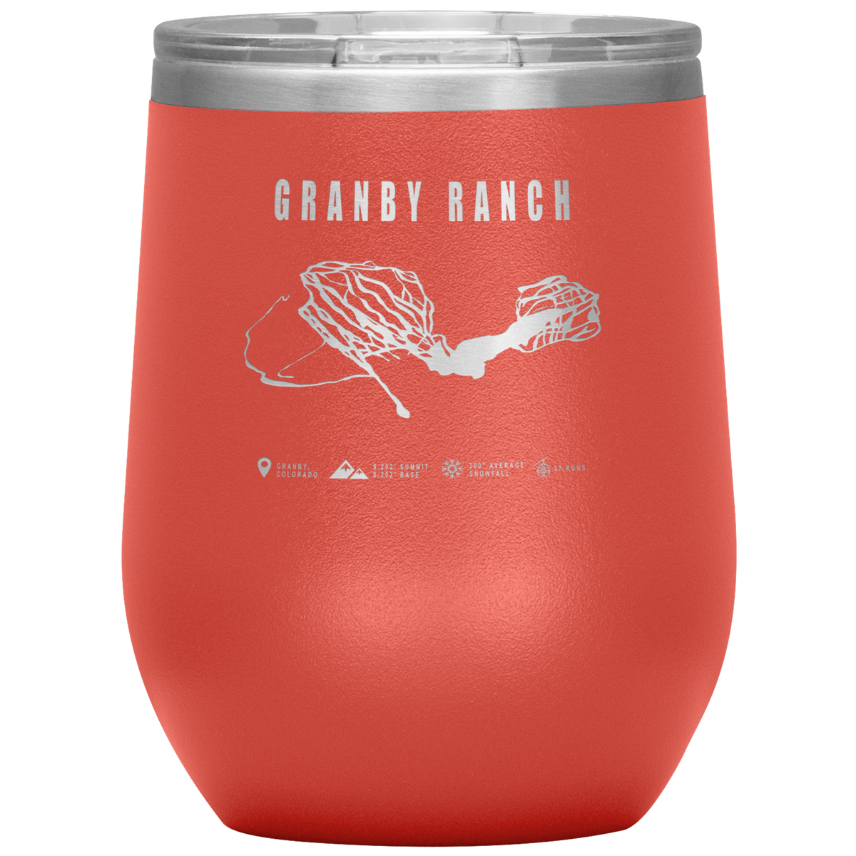 Granby Ranch Colorado Ski Trail Map Wine 12oz Tumbler - Powderaddicts